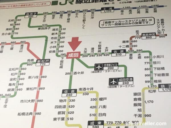 成田駅の路線図